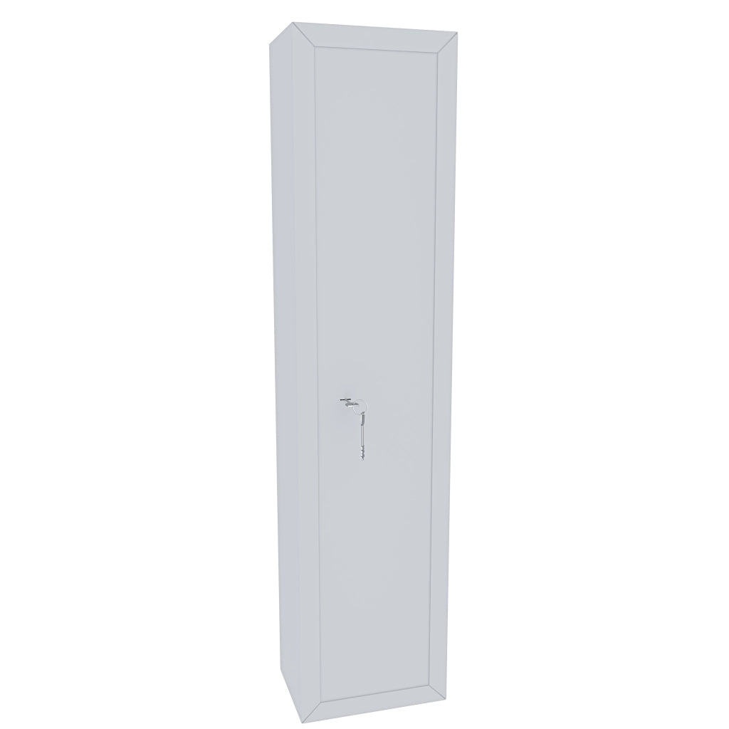 Armadio Blindato In Acciaio Portafucili Con Tesoretto E Cassetto Con Serratura Chiave A Doppia Mappa Cassaforte Sicura 148 X 34 X 28 Cm (5 Posti) Colore Bianco Opaco