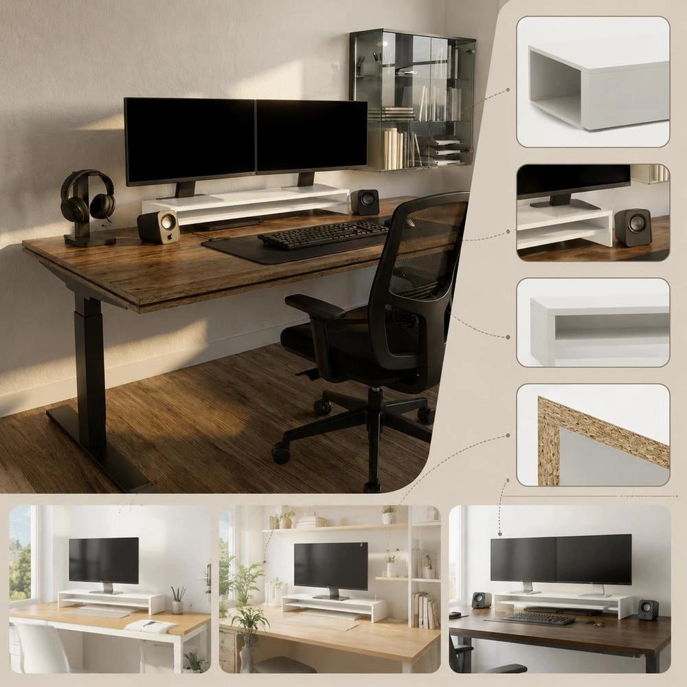 Monitor Stand White 100x24x13 Cm Wood Composite