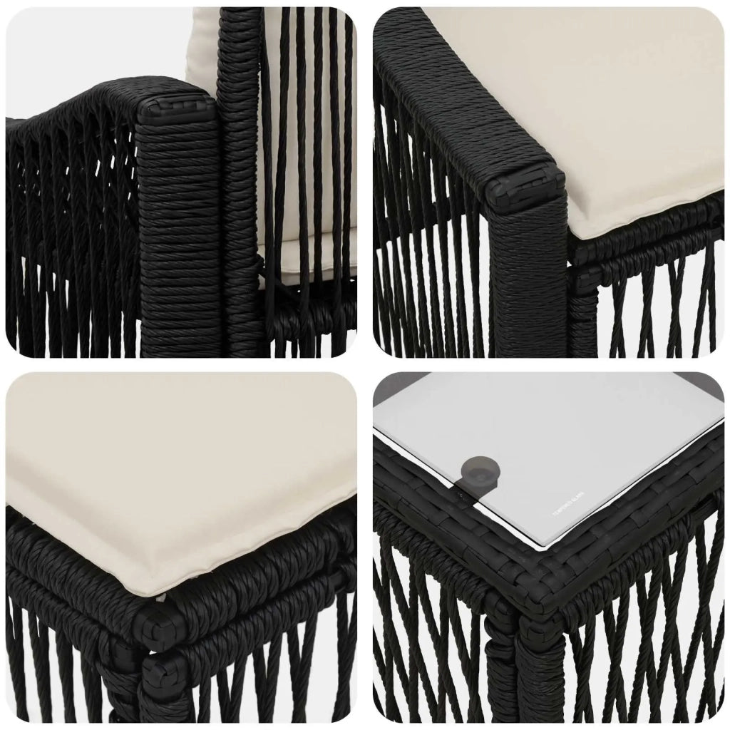 Set Divano da Giardino 9 pz Nero polyrattan 3435982