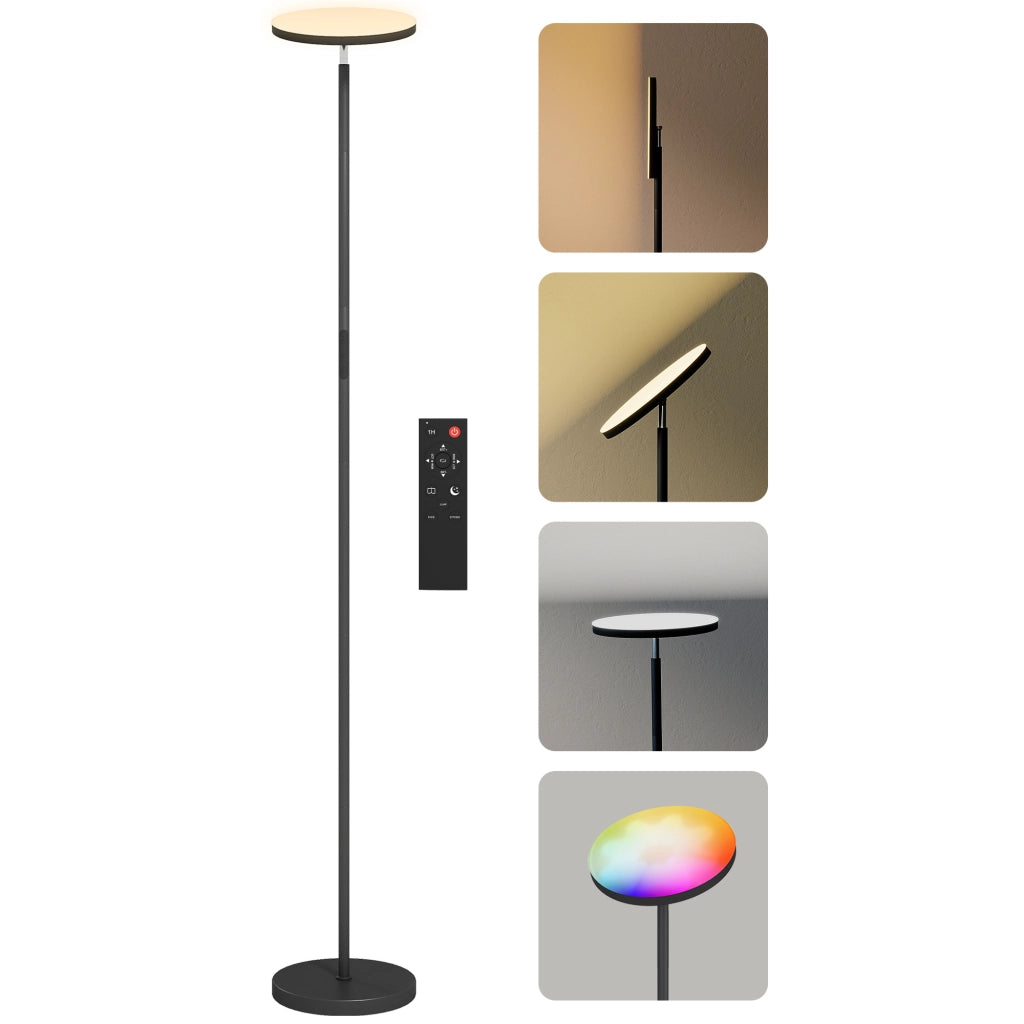 Lampada da terra RGB dimmerabile ¨C Xylo ¨C con telecomando e touch control, testa rotante 350¡ã, nero