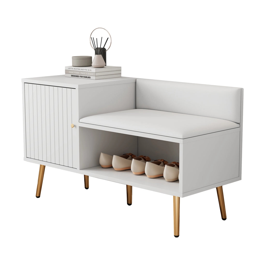 Mobile ingresso con vano contenitore e seduta imbottita - per ingresso - 100×38×58 cm - bianco