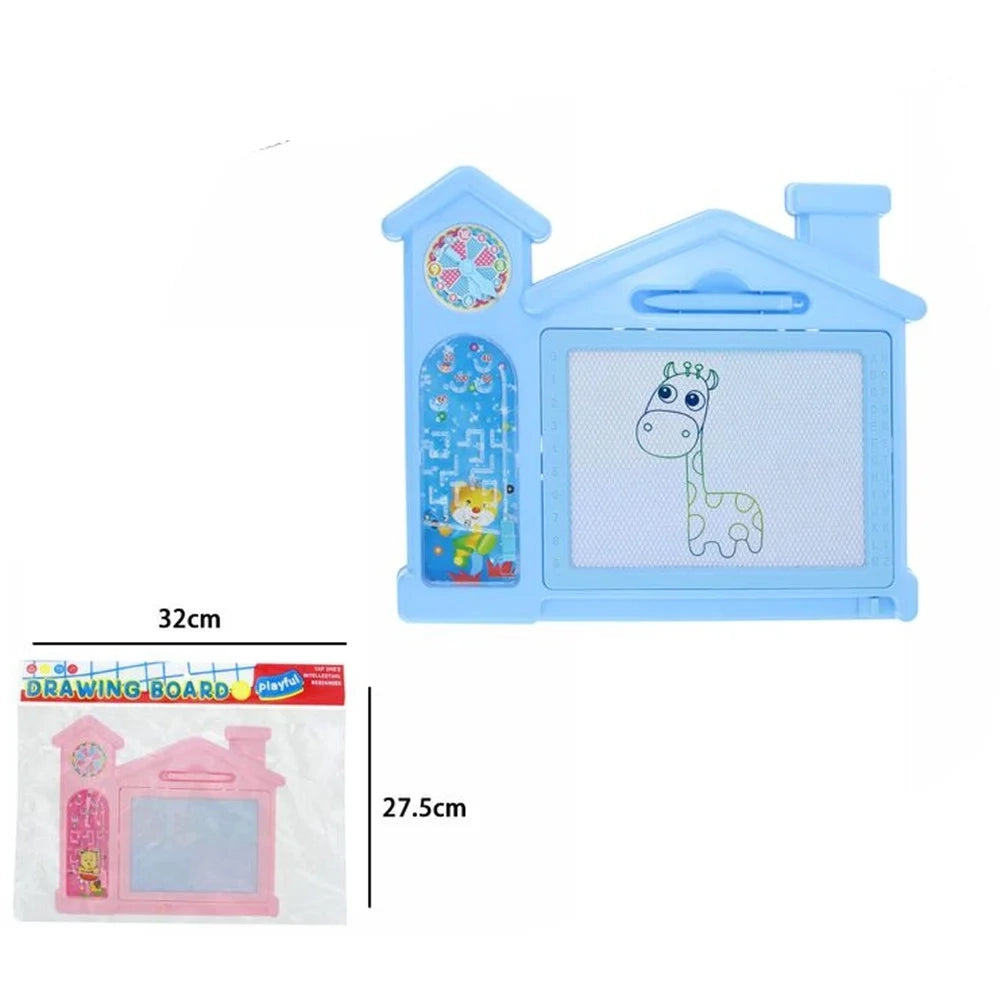 Trade Shop - Lavagna Magica Magnetica Cancellabile Bambini Colorata Con Penna Gioco Forma Casetta 31607 -