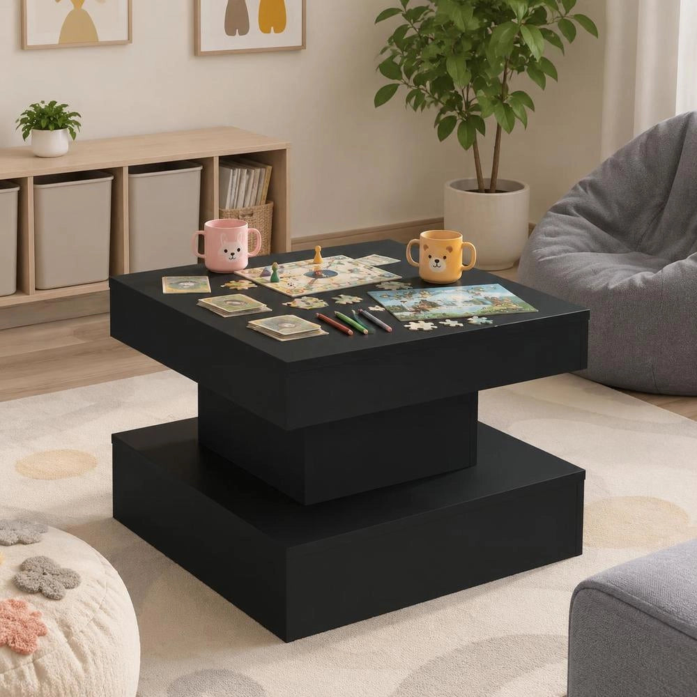 Coffee Table With LED Lights, Black, 50 X 50 X 40 Cm