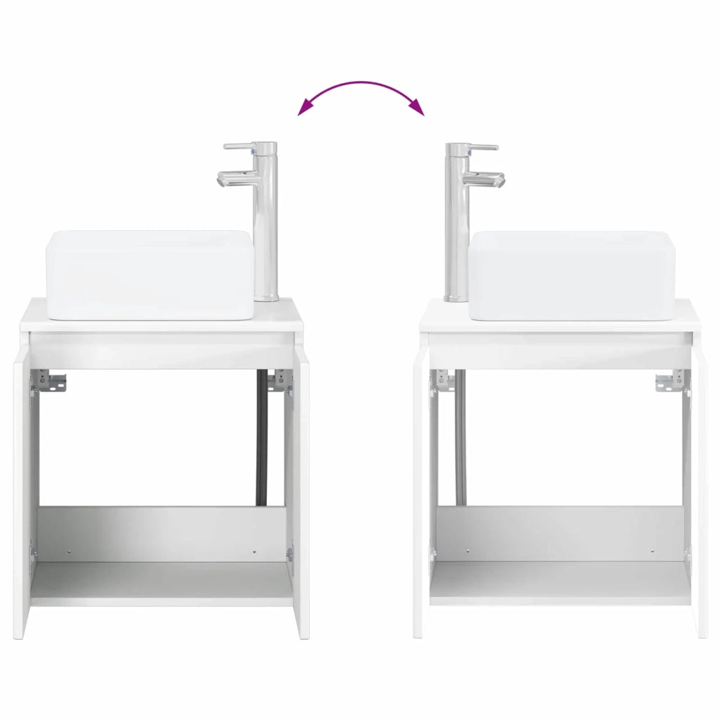 Mobile Lavabo | Armadio Lavabo da Parete Bianco Lucido 53 x 35 x 63 cm