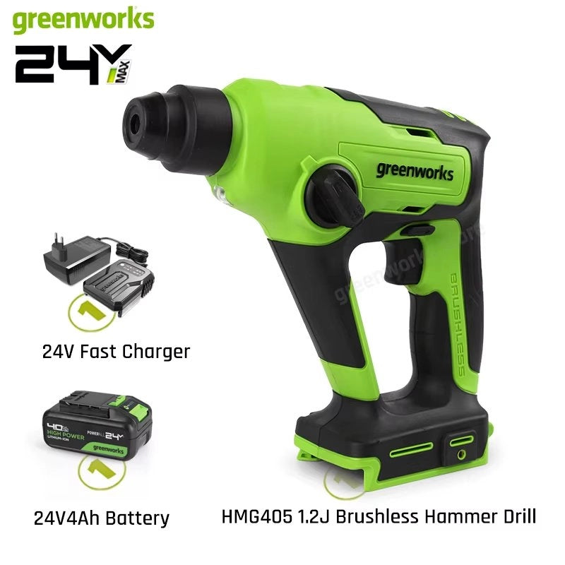 Trapano a percussione senza fili HMG405 24V energia 12 J batteria 4 Ah e caricabatterie inclusi