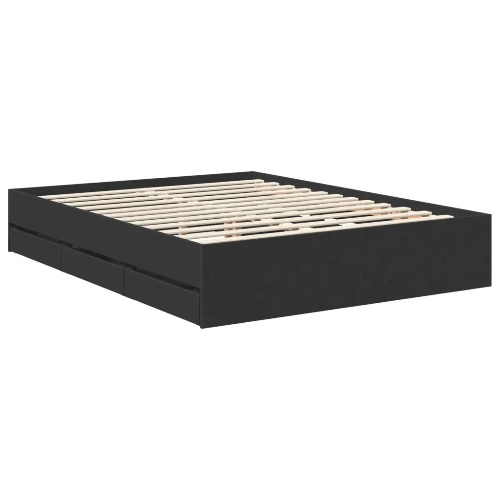 Letto matrimoniale | Letto per adulti | Struttura del letto Nero 150 x 200 cm Legno Ingegnerizzato