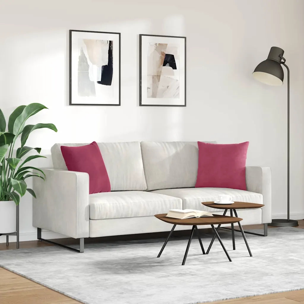 Cuscini da Divano 2 pcs Rosso Vino 45 x 45 cm Tessuto in Cords 42013933