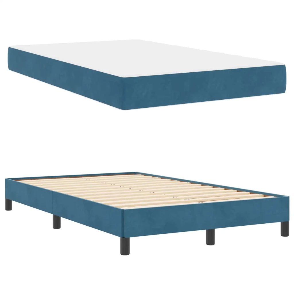 Letto a molle con materasso Blu Scuro 120 x 190 cm Tessuto