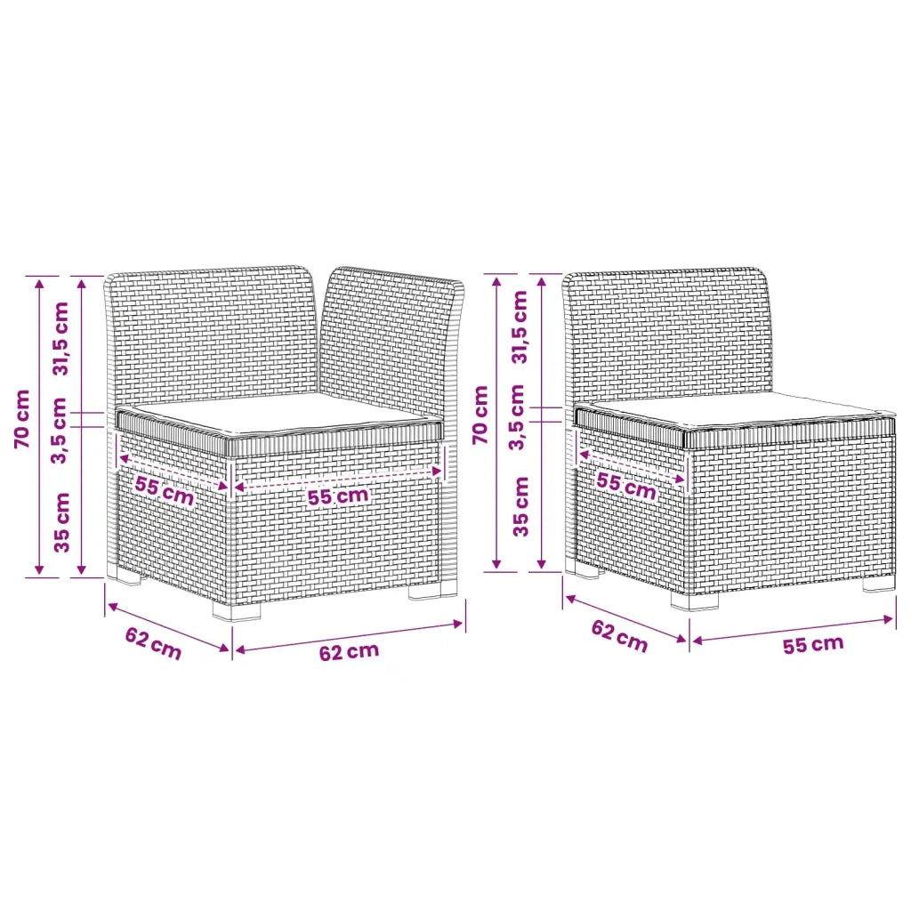 Divano da giardino 3 posti con cuscini in look rattan PP Bianco 3443827