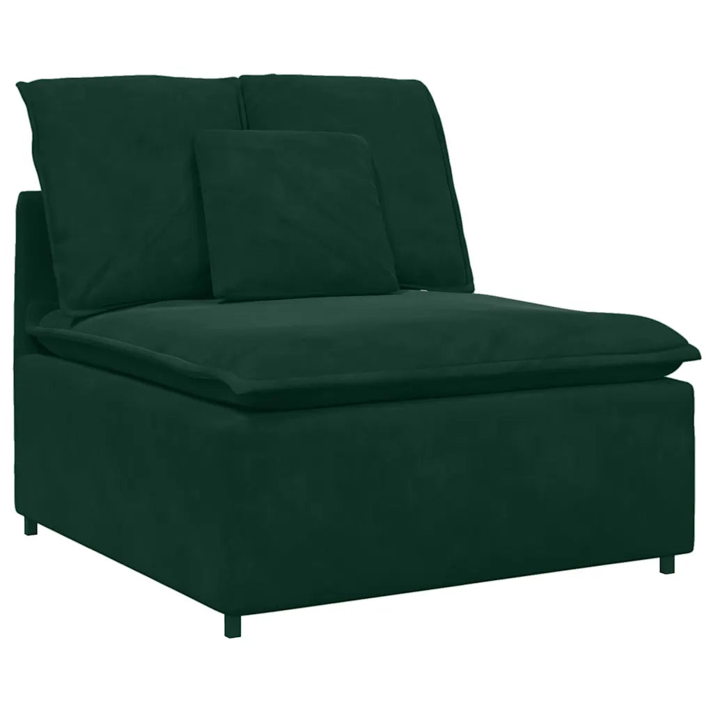 Divano Modulare con Cuscini in Velluto Verde Scuro 3321161