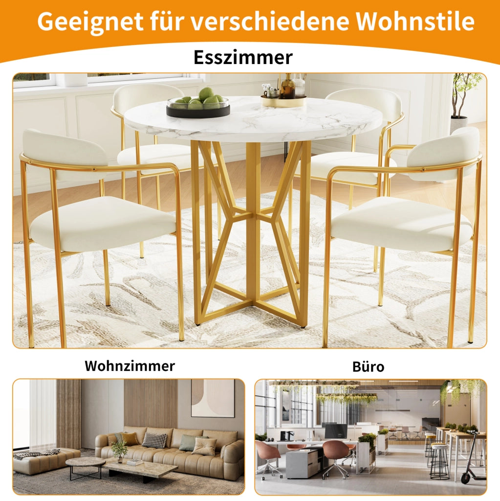 TAVOLO DA PRANZO 80x80x76 cm MDF e metallo colore oro