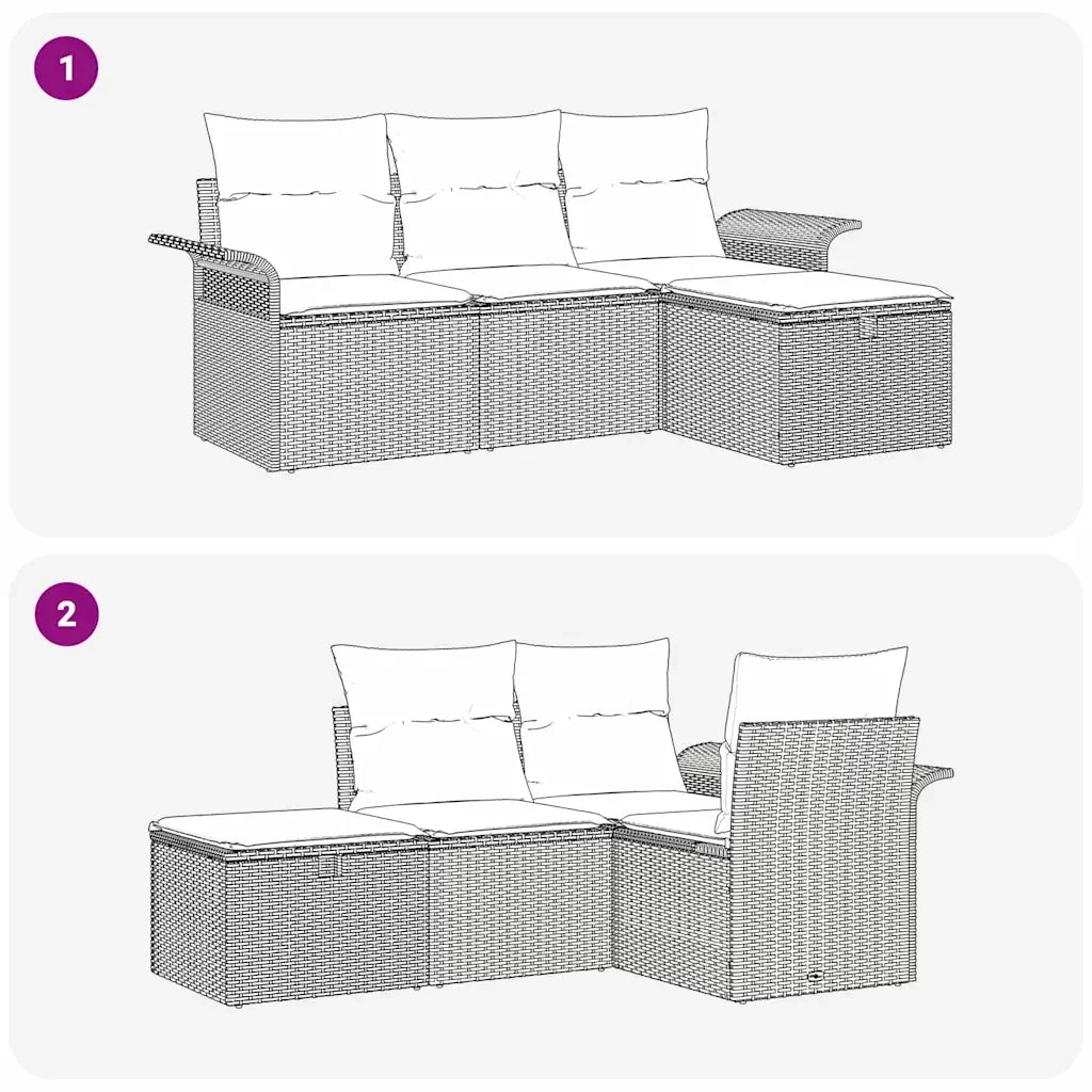 Set Divano da Giardino con cuscino 4 pcs Grigio polyrattan 3358848