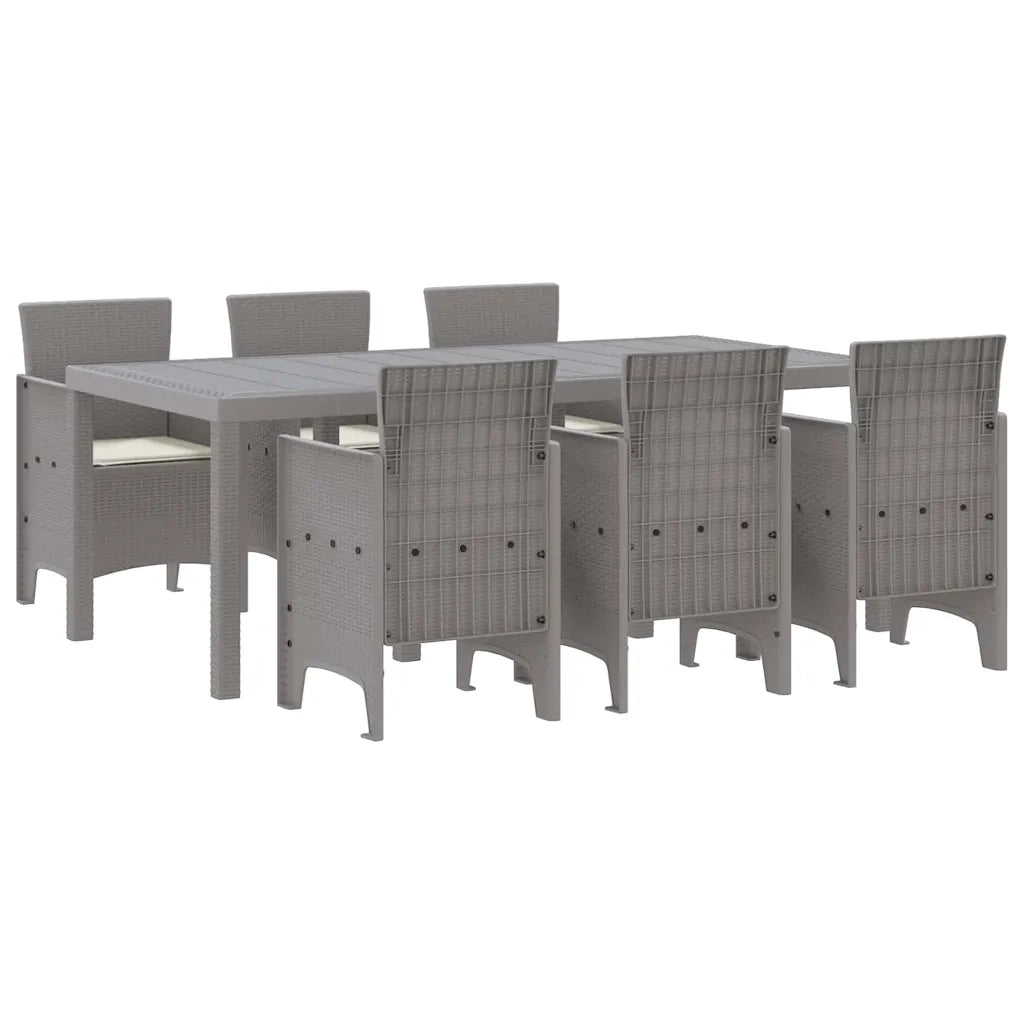 Set da Pranzo per Giardino 7 pcs Grigio chiaro Polipropilene