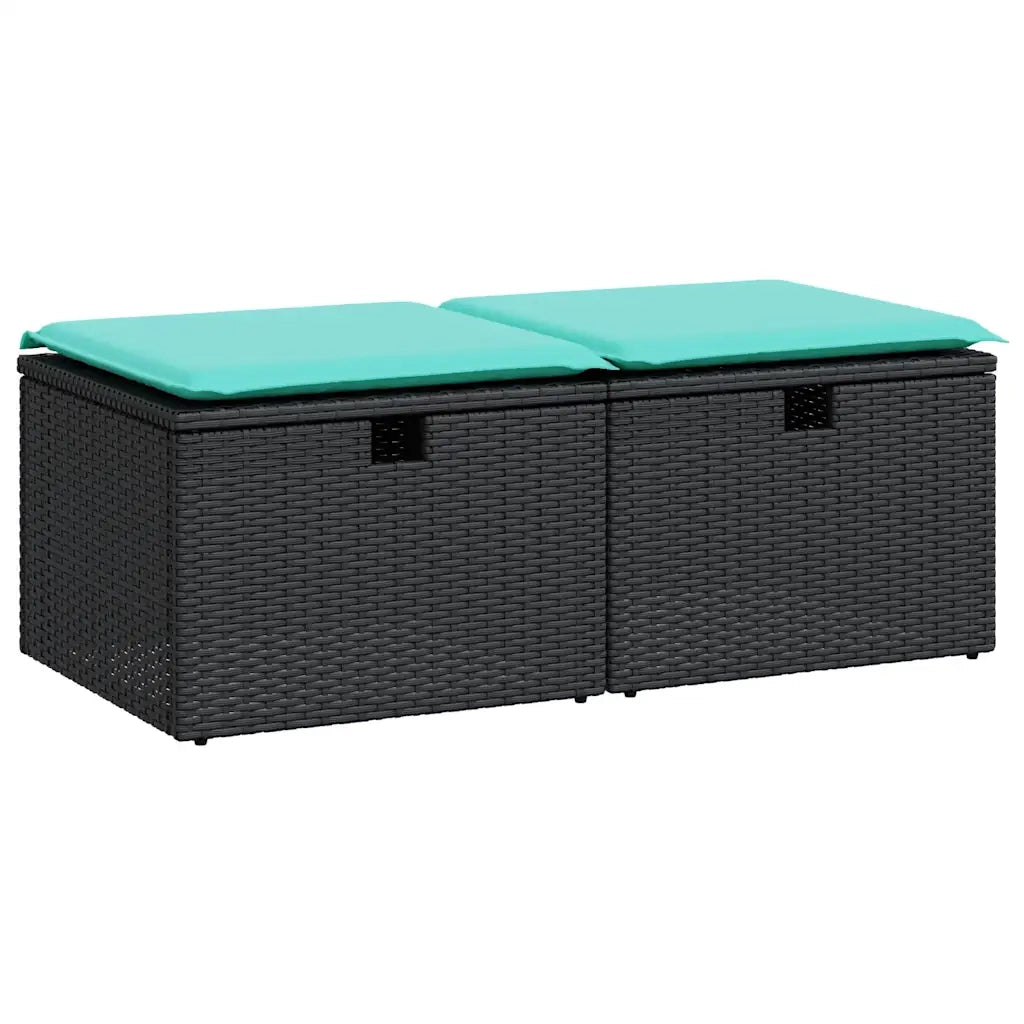Set Divani da Giardino con Cuscini 2 pz Nero Polyrattan Acacia 3328670
