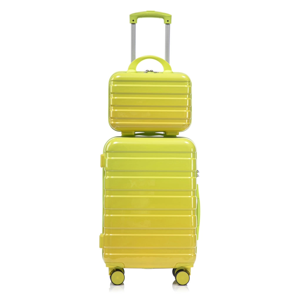 Set valigie rigide 20" e 14" con lucchetto a combinazione e beauty case verde