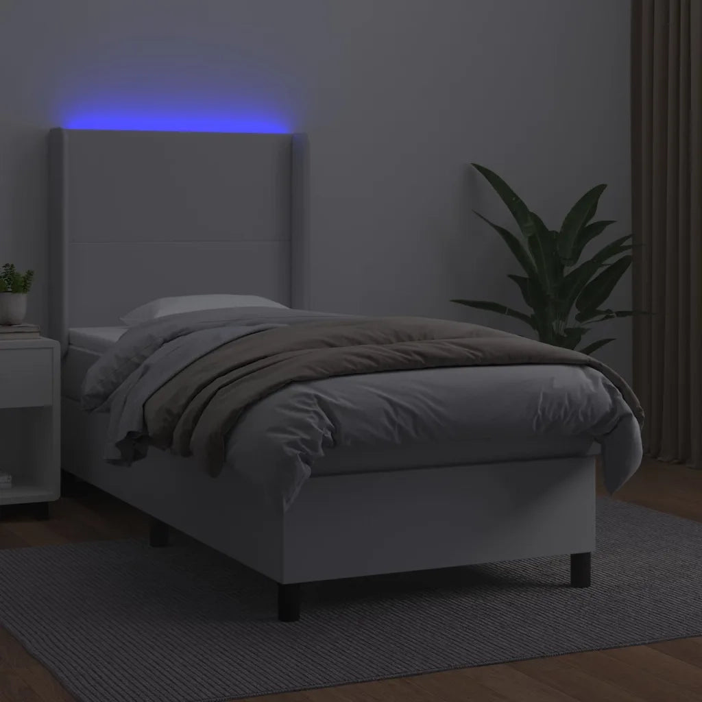 Giroletto Molle con Materasso e LED Bianco 90x190 cm Similpelle 3139236