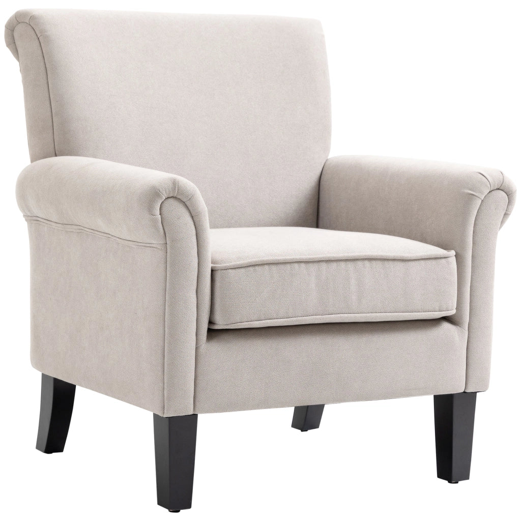 Poltrona in Legno e Tessuto ¨C Minimal ¨C Grigio e Marrone 79x78x87