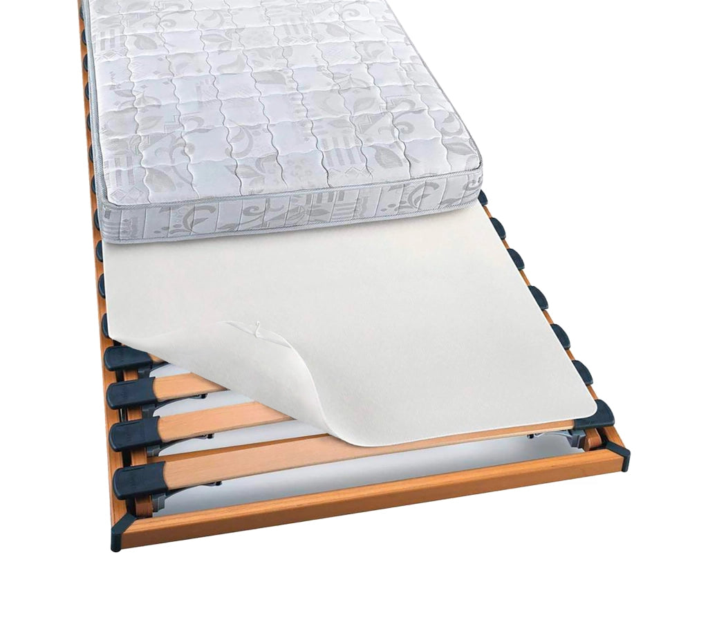 Coprirete In Feltro Anallergico Traspirante Con Lacci E Ganci Proteggi Doghe Lavabile Antiacaro Prodotto Italiano - Bianco - 130x190cm