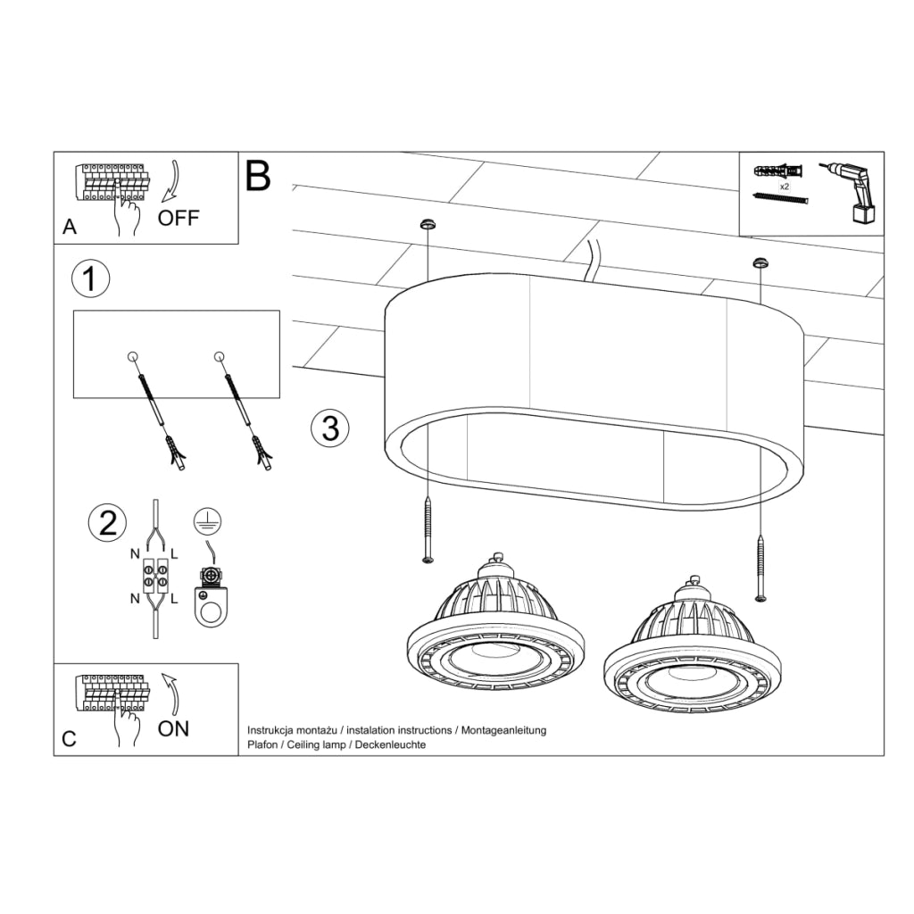 Lampada da soffitto Persian Indigo Basic grigio cemento 2x10W LED GU10 IP20