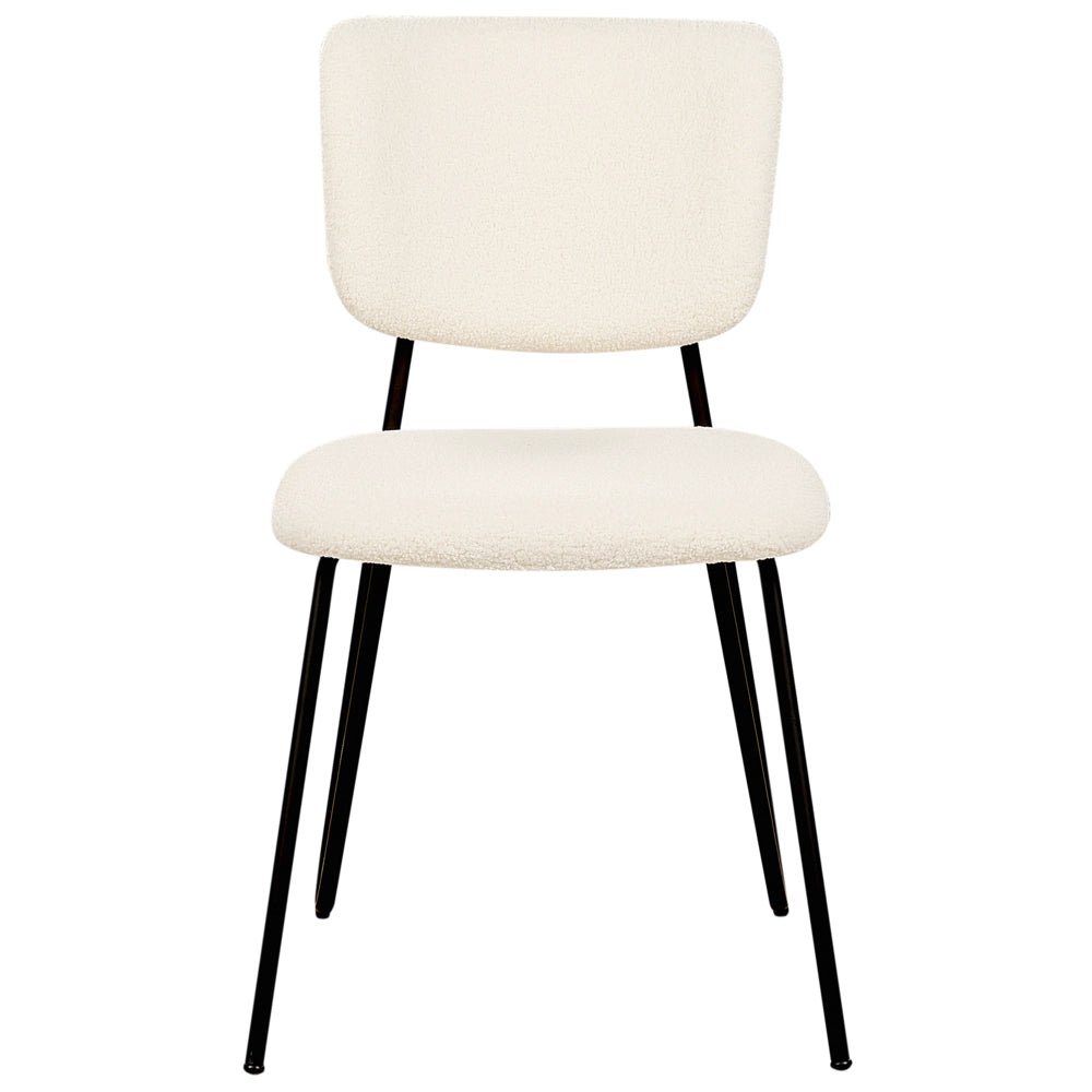 Set di 2 sedie da pranzo moderne Seduta imbottita strutturale in tessuto crema Schienale curvo senza braccioli Design moderno e contemporaneo