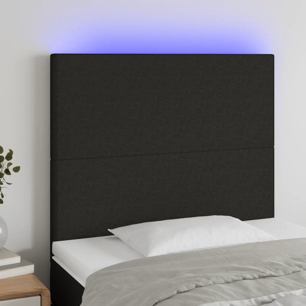 Testiera | Testata a LED Nera 80x5x118/128 cm in Tessuto