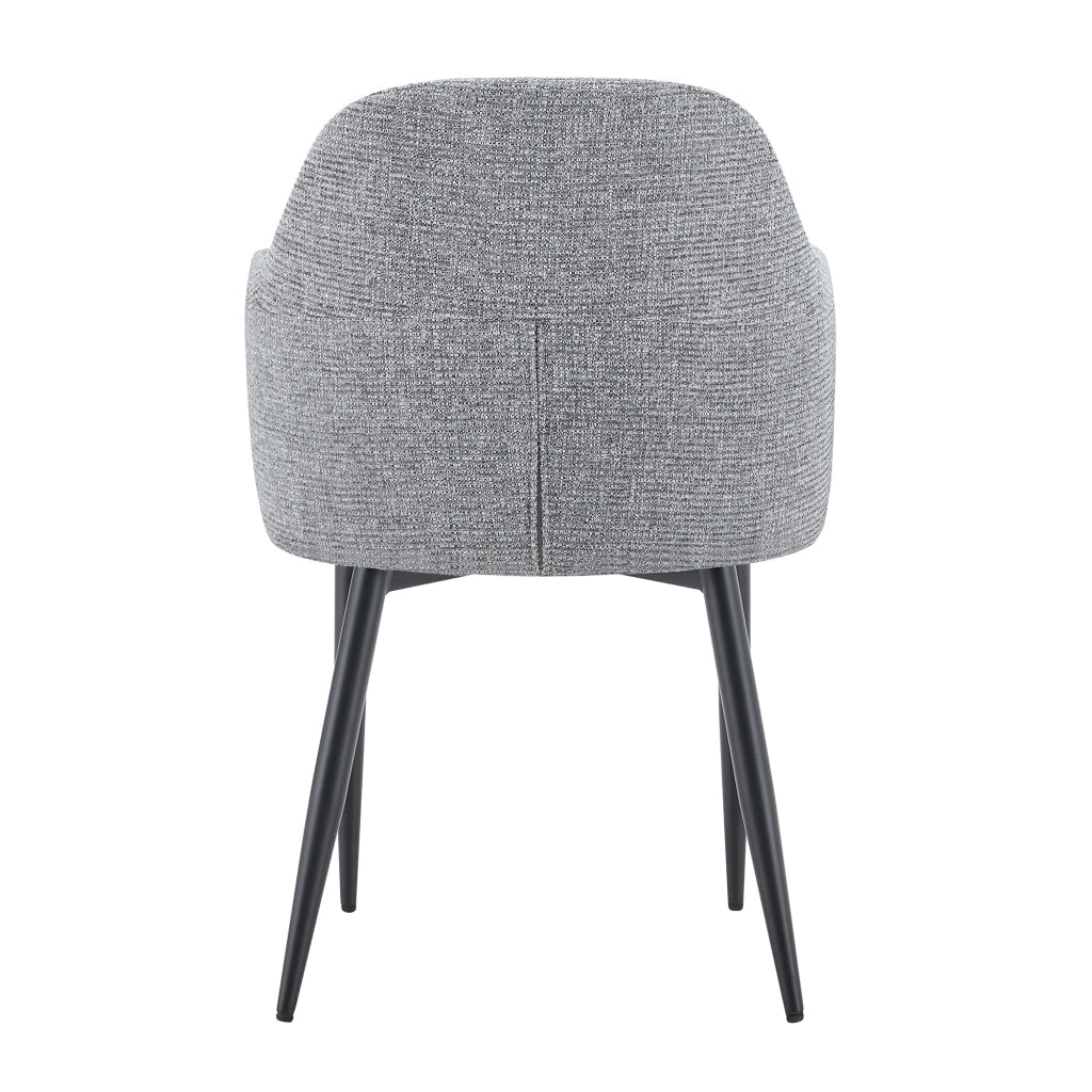 Set di 2 sedie da pranzo grigie in tessuto con schienale avvolgente, gambe in metallo a croce, altezza 83 cm, design moderno per casa