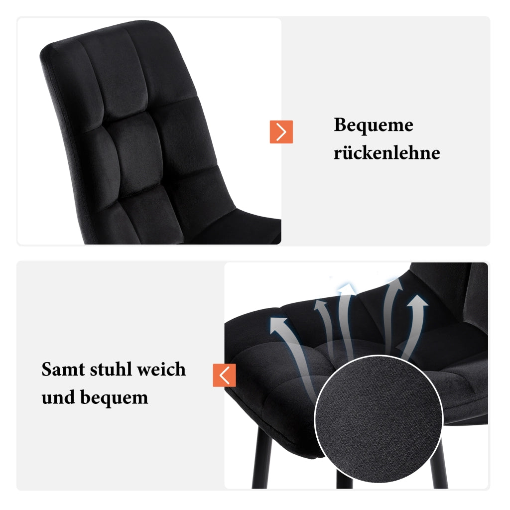 SEDIA DA PRANZO Set da 4 pezzi 44x41x86 cm Velluto Nero