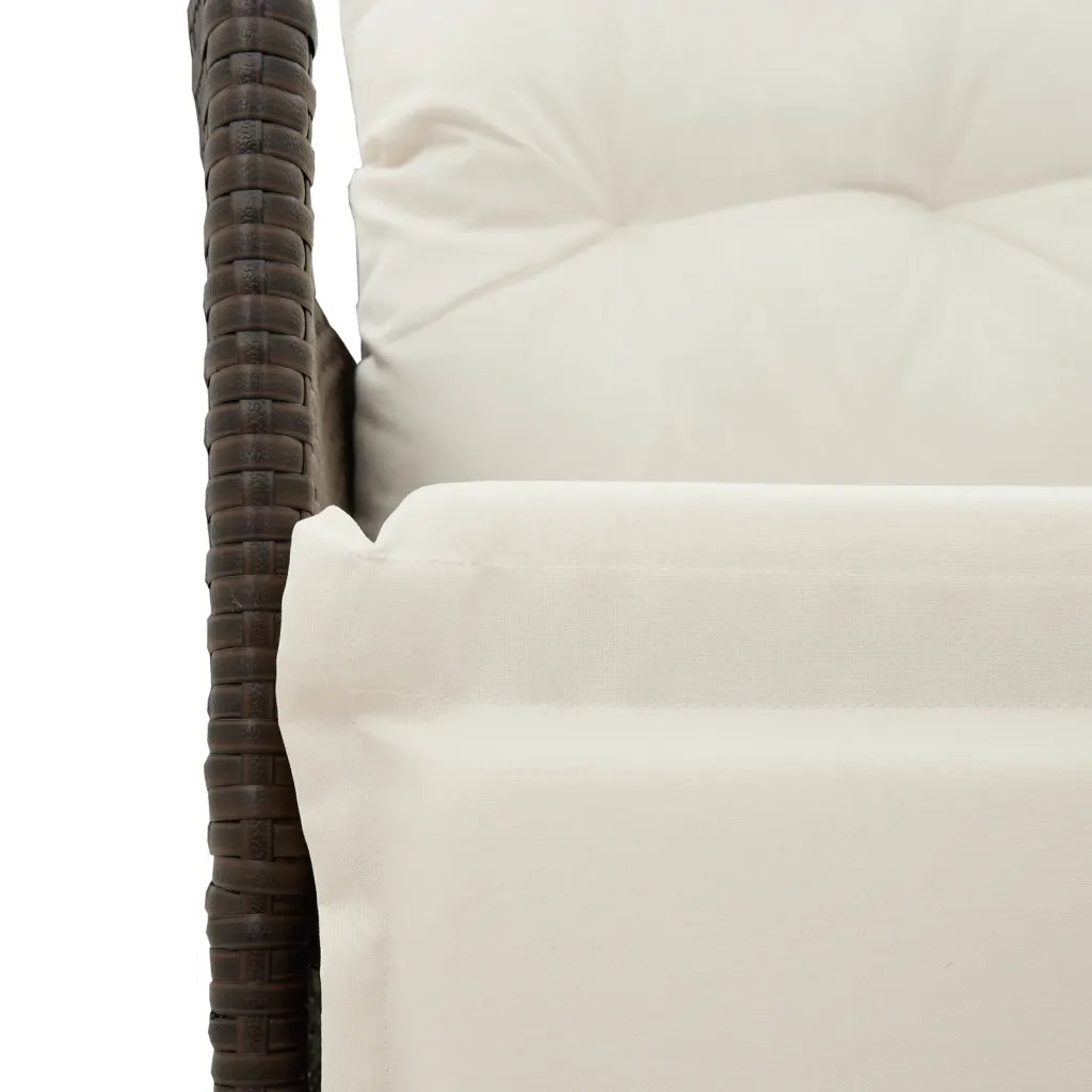 Set Bistr¨° 3 pz | Set Salotto da Giardino con Cuscini Marrone in Polyrattan