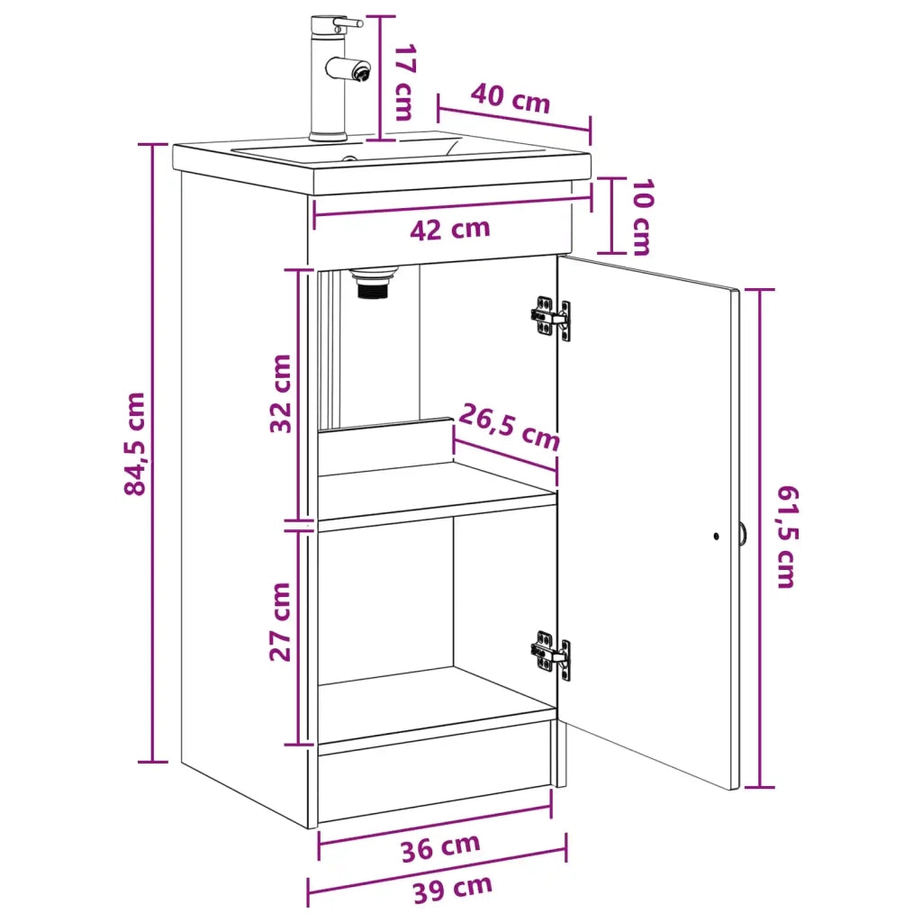 Mobile da bagno con Lavabo | Armadio Lavabo Bianco 42 x 40 x 84,5 cm