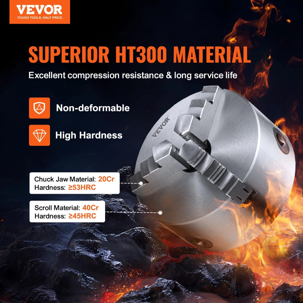 Mandrino per tornio autocentrante a 3 ganasce K11-160 in ghisa HT300 diametro 160 ± 5 mm per officina e fai da te
