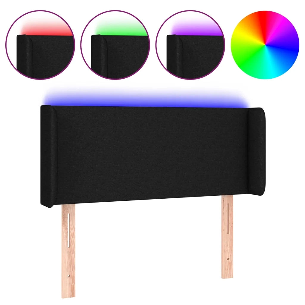 Testiera a LED-Testata con LED Nera 93x16x78/88 cm in Tessuto 892730