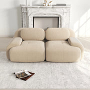 Divano modulare 2 208x103x75 cm; senza telaio con braccioli curvi; seduta antiscivolo ad alta densità; tessuto velluto a coste; beige
