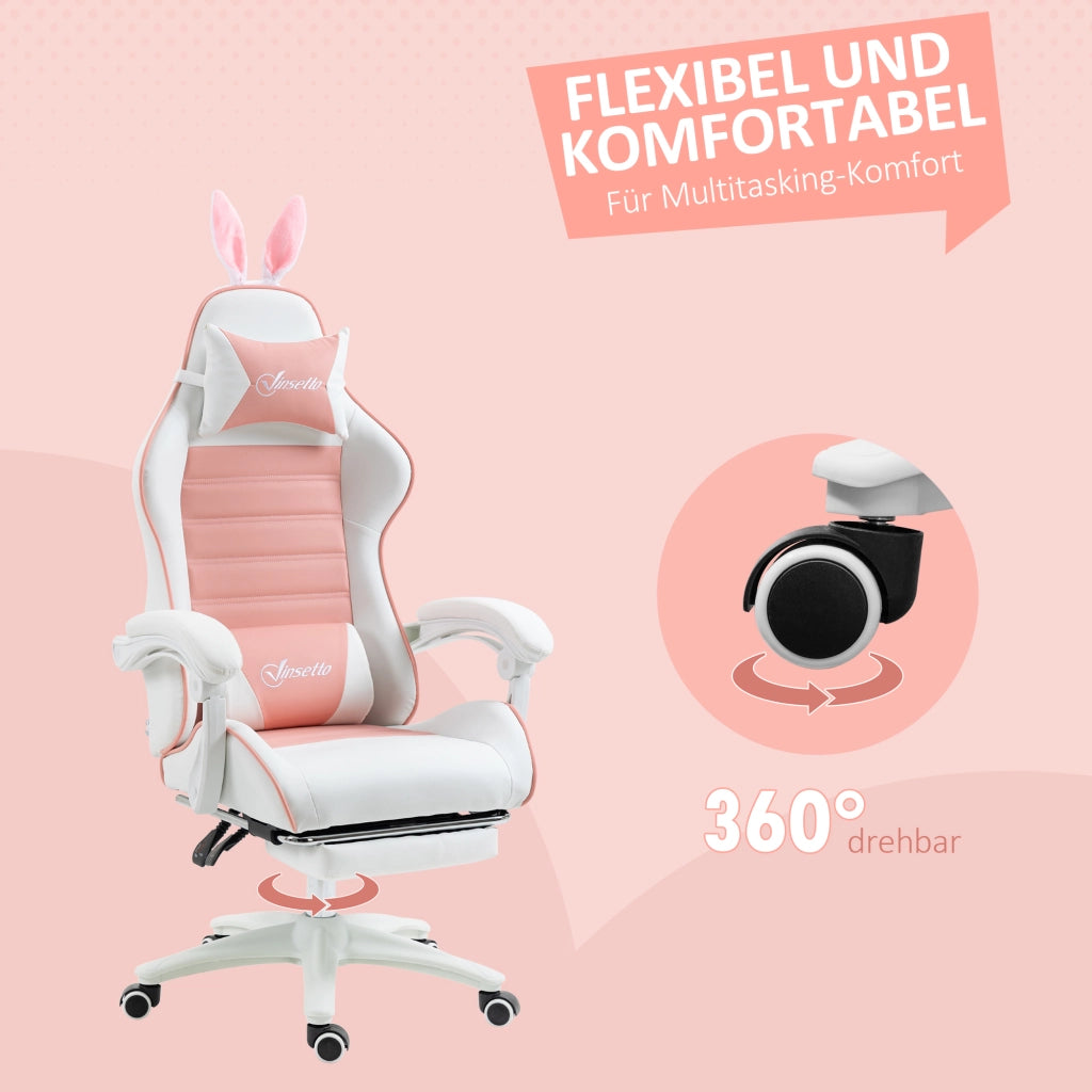 Sedia Gaming Ergonomica con Supporto Lombare e Cuscini ¨C Zephmum ¨C Rosa