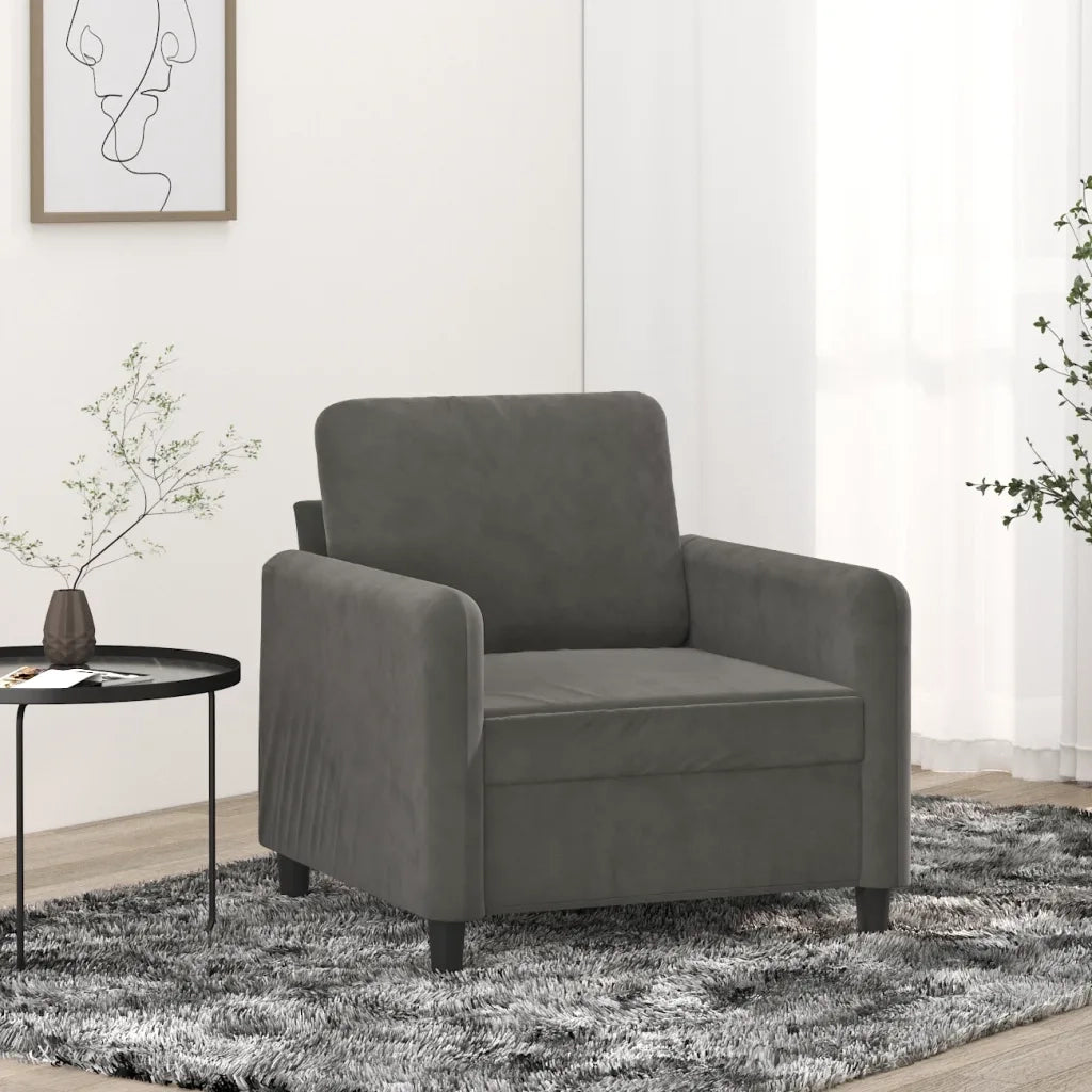 Poltrona Grigio Scuro 60 cm Velluto 349024