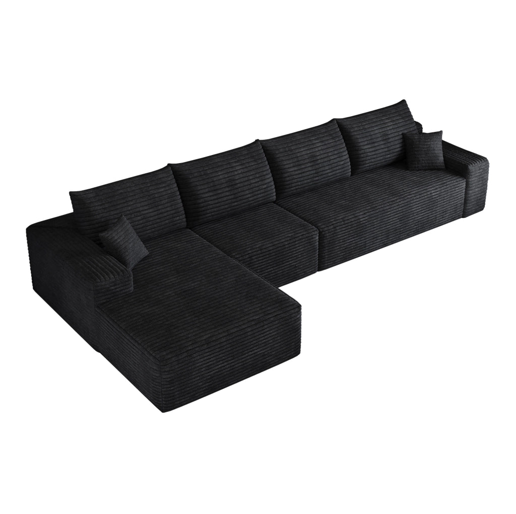 DIVANO 340x175x83 cm Tessuto Nero