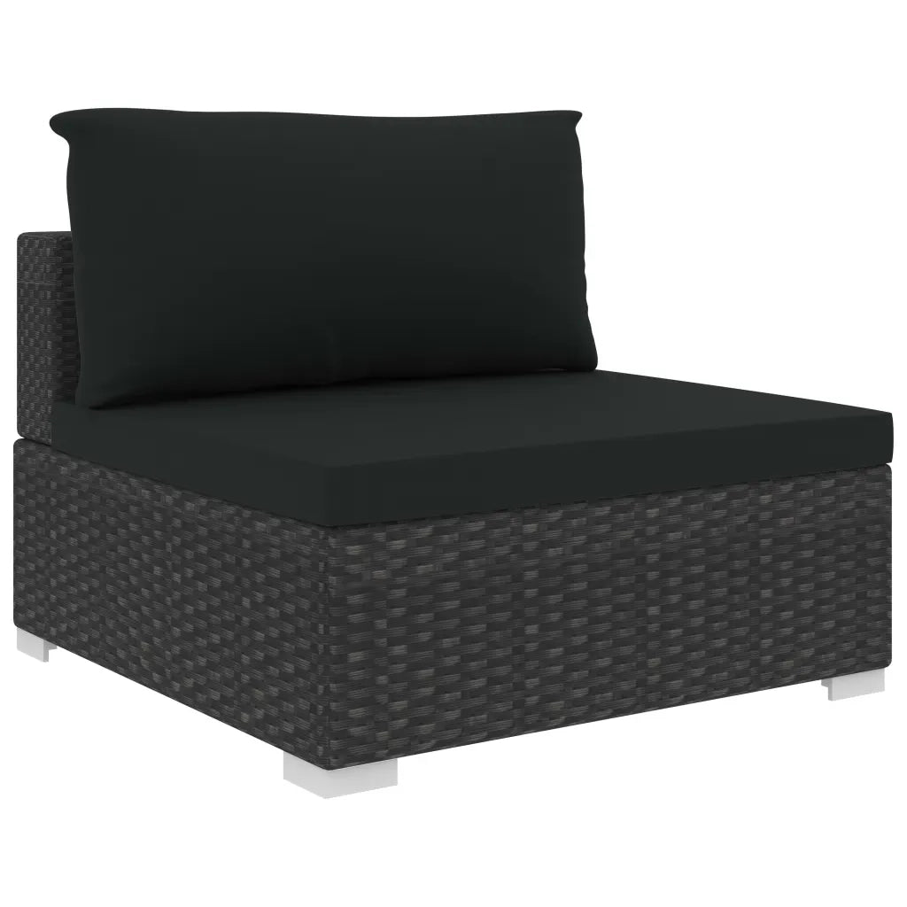 Set Divani da Giardino 11 pz con Cuscini in Polyrattan Nero 48322
