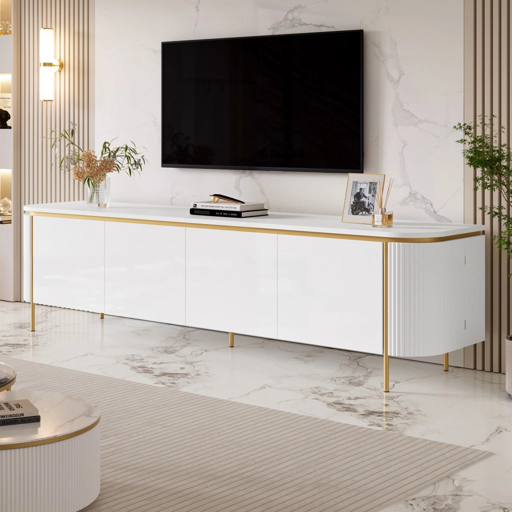 Mobile TV 180 cm con sei ante, MDF, bianco