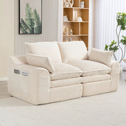 Divano 2 Posti in Tessuto a Coste con Cuscini ¨C MINIMAL ¨C Beige