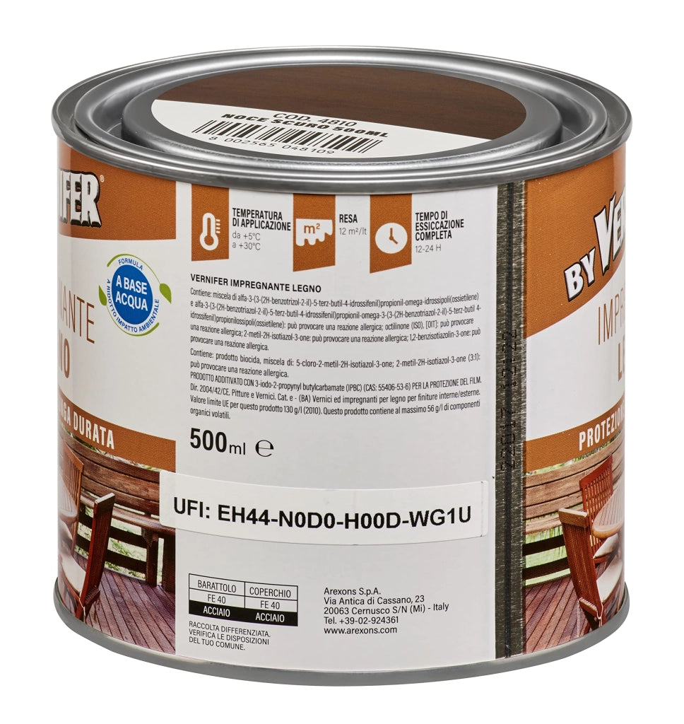 Impregnante All Acqua Vernifer 500 ml Arexons Noce Scuro