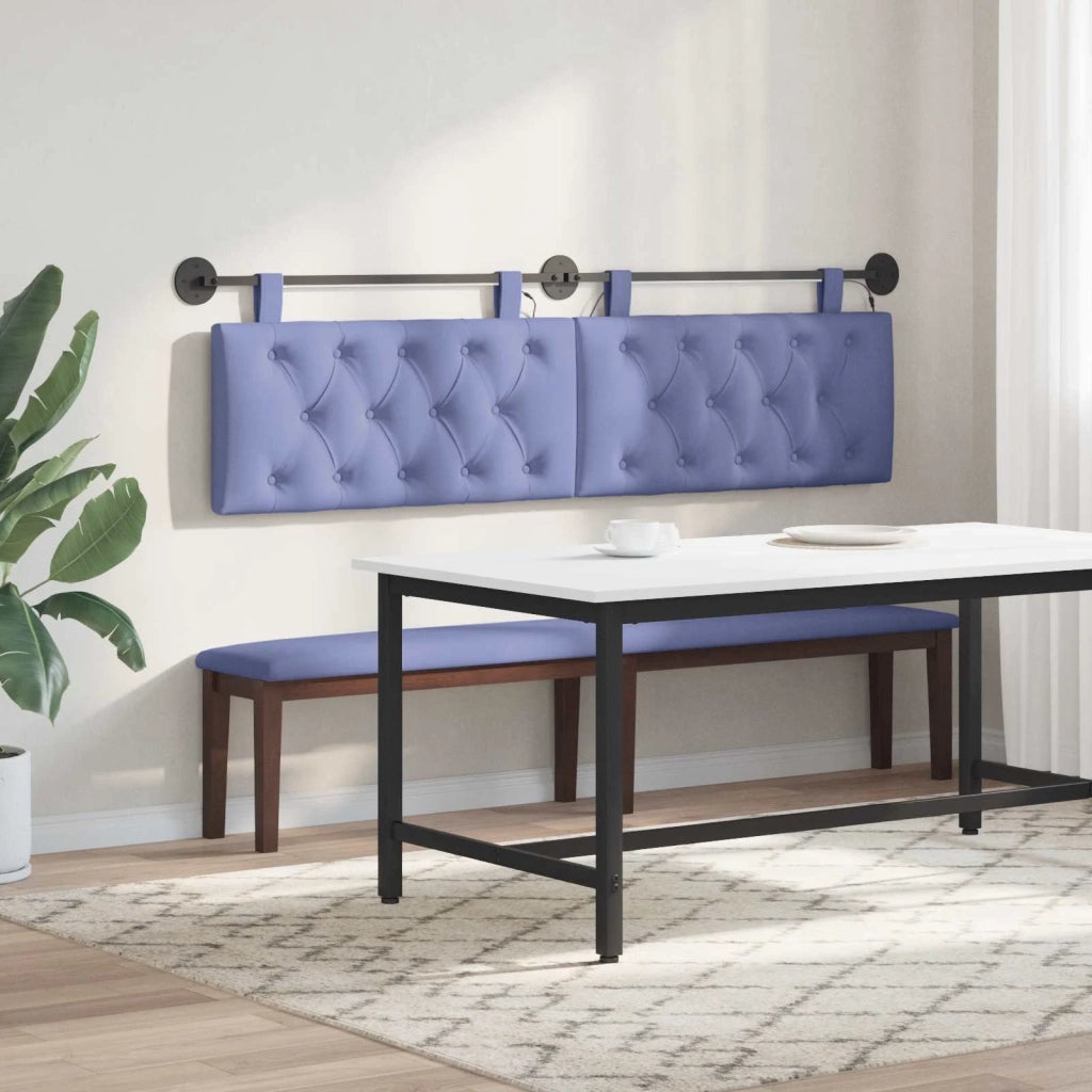 Testiera | Testata sospesa Con luce LED Blu jeans Tessuto