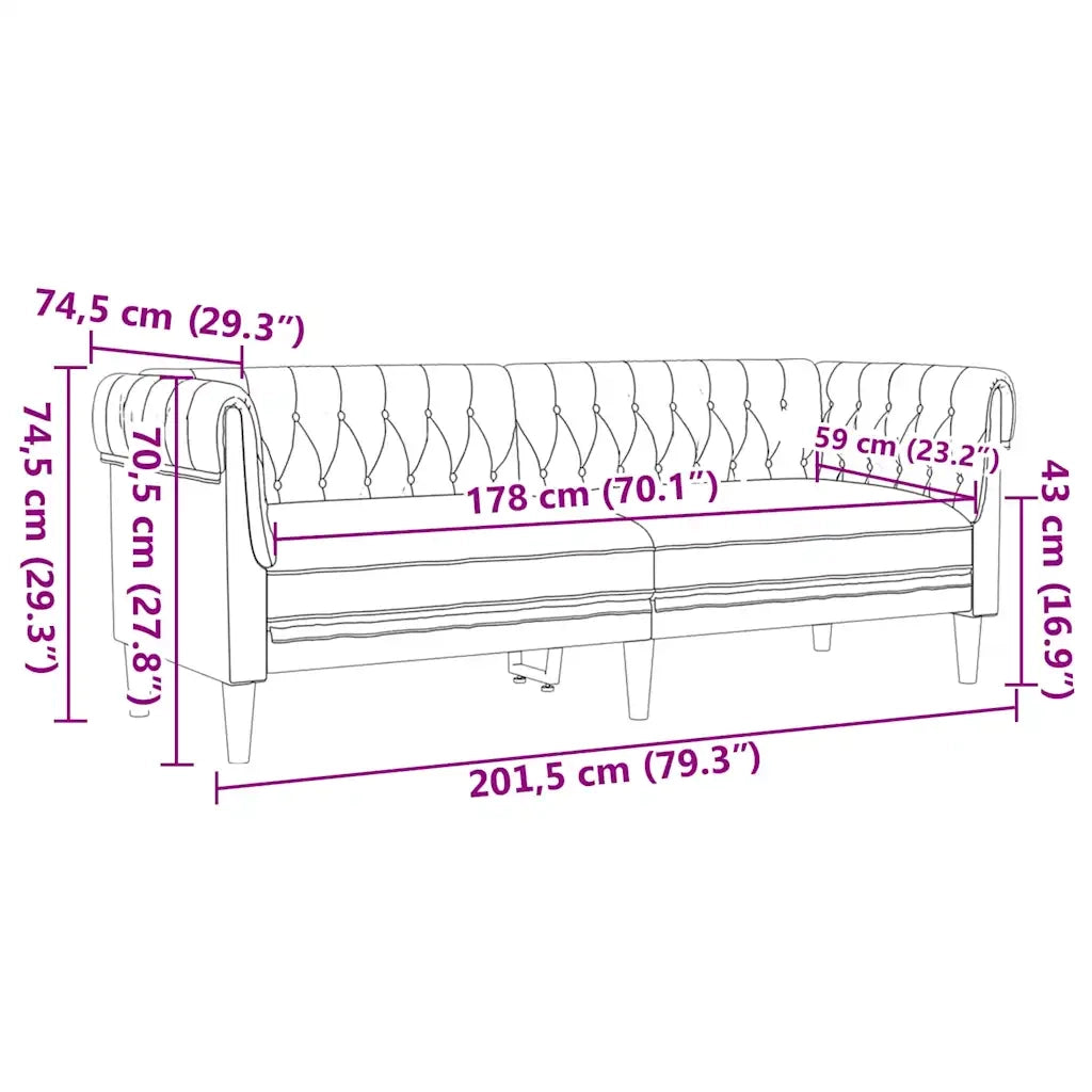 Divano per Soggiorno 2 pcs Grigio scuro 201,5 x 74,5 x 74,5 cm 3385857