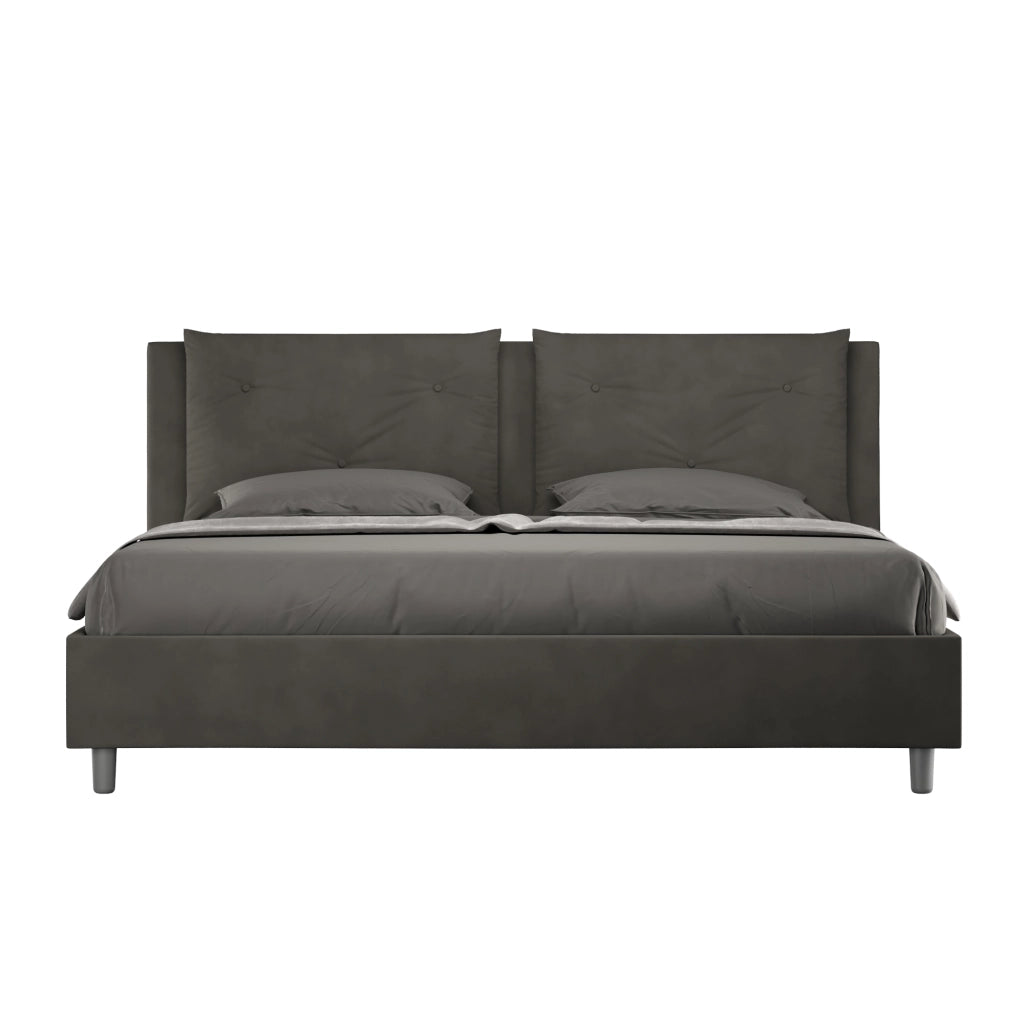 BS COM Letto senza rete imbottito 180x200 microfibra grigio