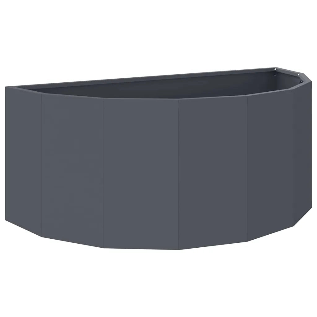 Fioriera semicircolare moderna da esterno 90 x 45 x 35 cm design chic in acciaio antracite 02_0052931
