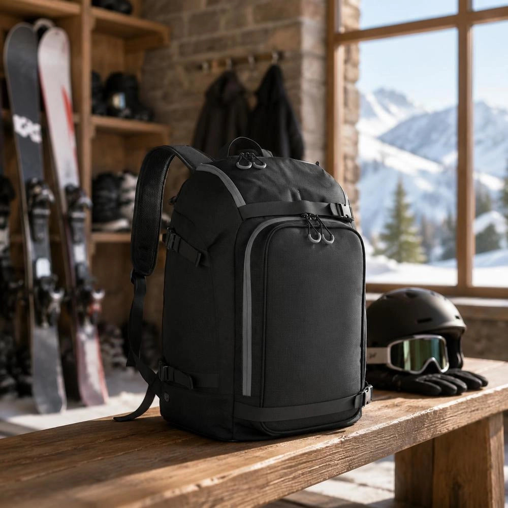 Ski Bag, 55 L, Travel Backpack For Snowboard Boots, Ski Boot Bag Made Of Durable 1680D Oxford, Ski Bag For Skis, Snowboard, Helmet, Goggles, Gloves, Accessories (black)