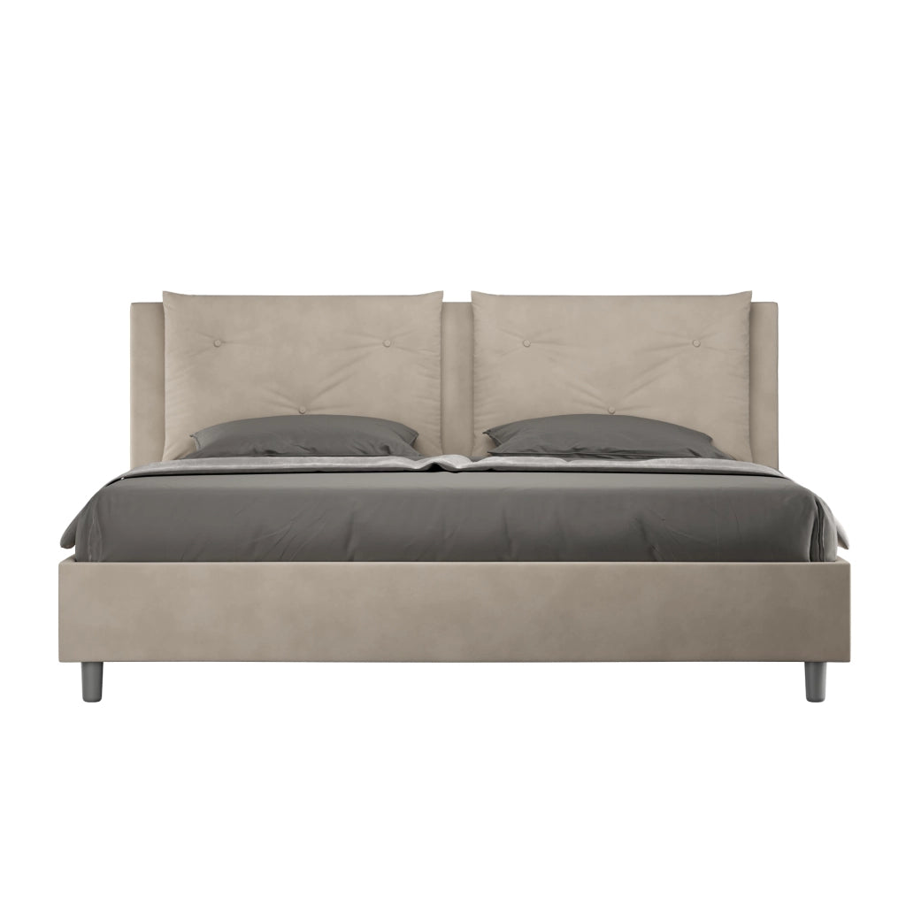 BS COM Letto senza rete imbottito 180x210 microfibra sabbia