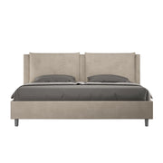 BS COM Letto senza rete imbottito 180x210 microfibra sabbia