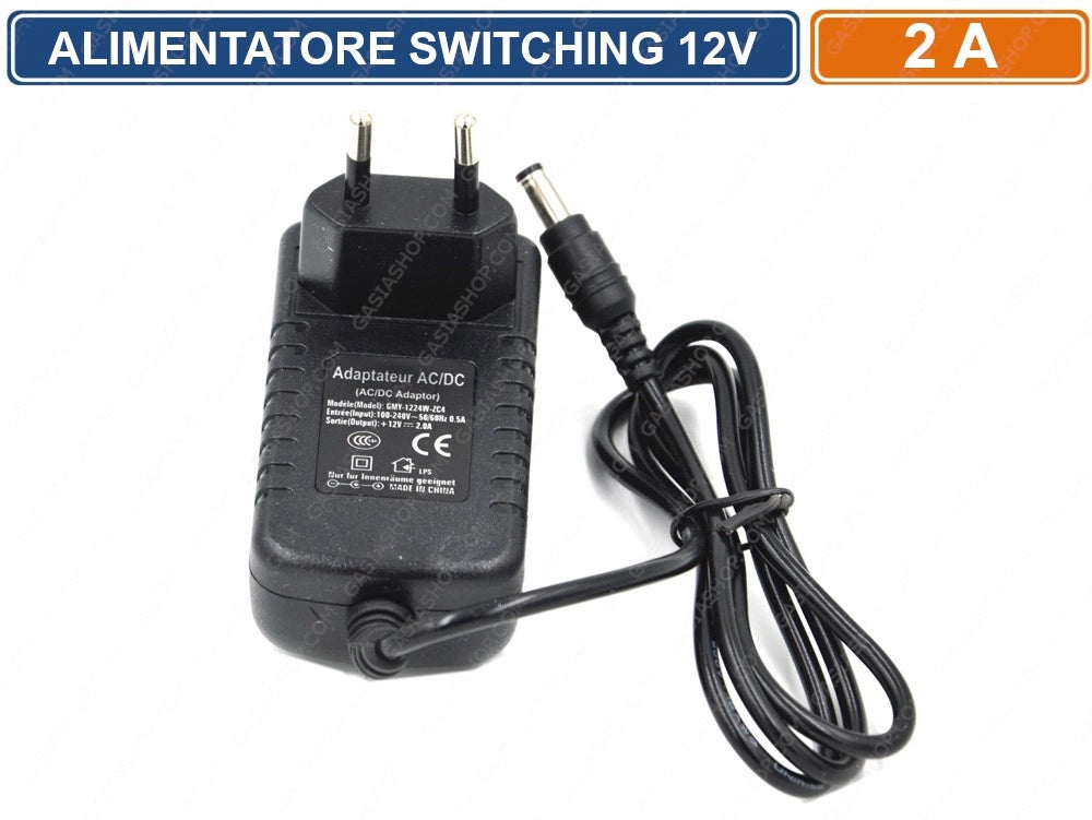 ALIMENTATORE SWITCHING 12V 2A 24W PER ILLUMINAZIONE E CCTV TELECAMERA CIRCUITO CHIUSO