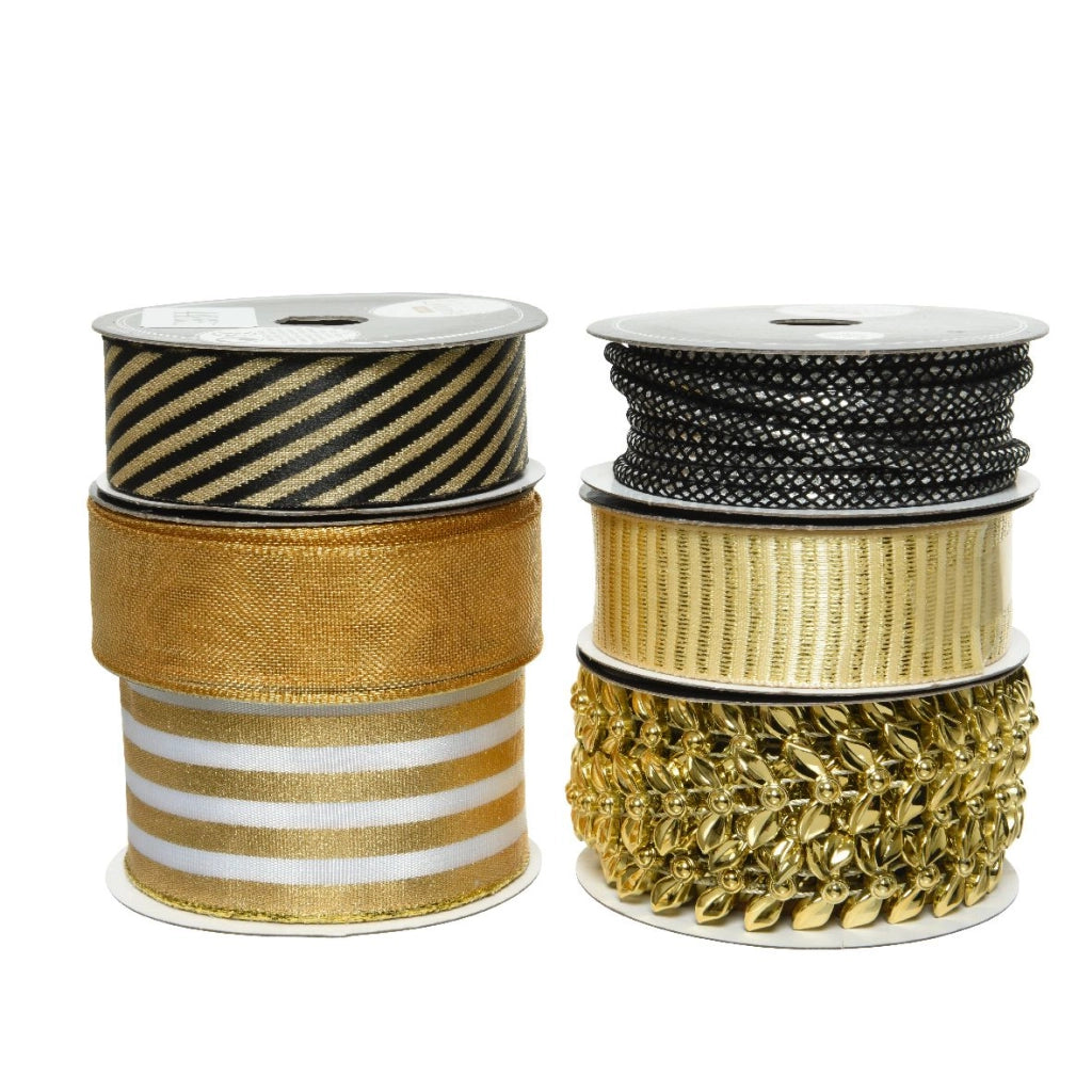 Nastro decorativo nero/oro Kaemingk