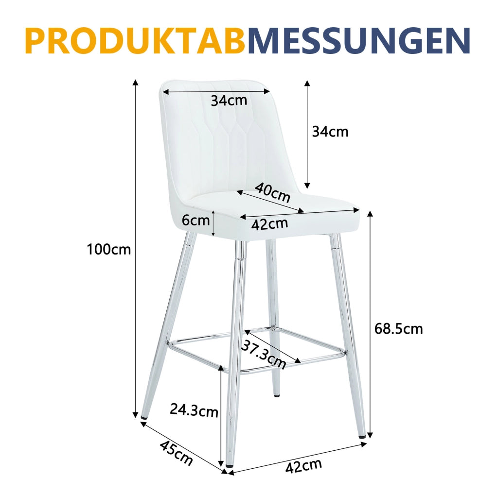 SGABELLO DA BAR Set da 2 pezzi 100 cm PU Bianco Metallo Argento
