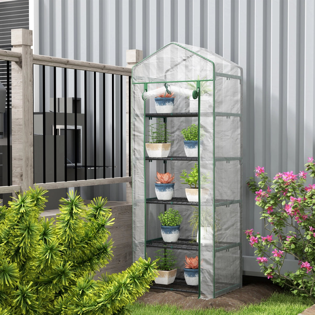 Serra da Giardino 5 Ripiani ¨C Xylo ¨C Acciaio e PE Bianco 69x49x193 cm